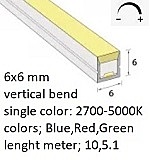 Neon-Flex 0606, 24VDC, 6 Watts/meter, 58LM/W, Dimmable, Cuts 25mm, Top Bend