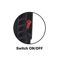 Close-up of the dual heat setting switch on the Padmini Rapid 1200 heater.