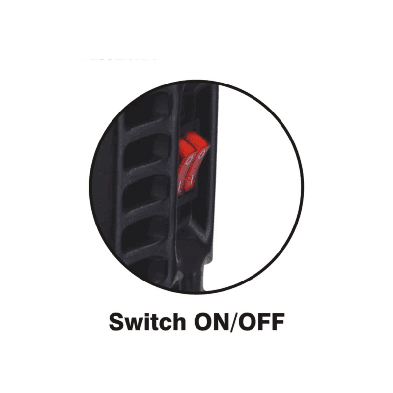 Close-up of the dual heat setting switch on the Padmini Rapid 1200 heater.