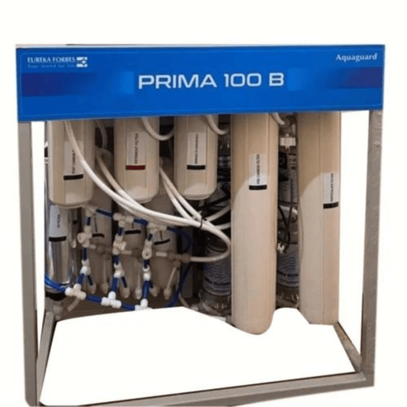 Front view of the Aquaguard Prima 100 B, a high-capacity 100 LPH water purification system.