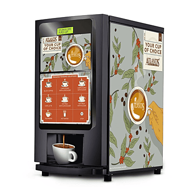 Side profile of the Atlantis Special Select coffee machine showing its slim and efficient design. Side profile of the Atlantis Special Select coffee machine showing its slim and efficient design.