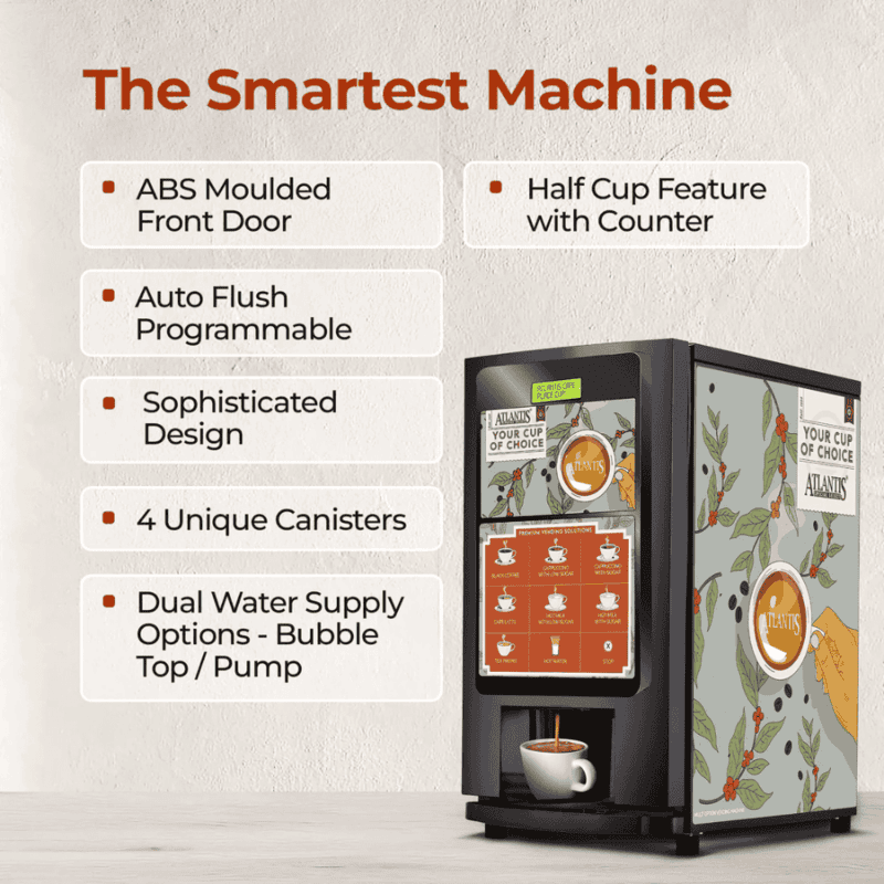 Automatic Atlantis Special Select hot beverage dispenser with a premium black and silver finish.