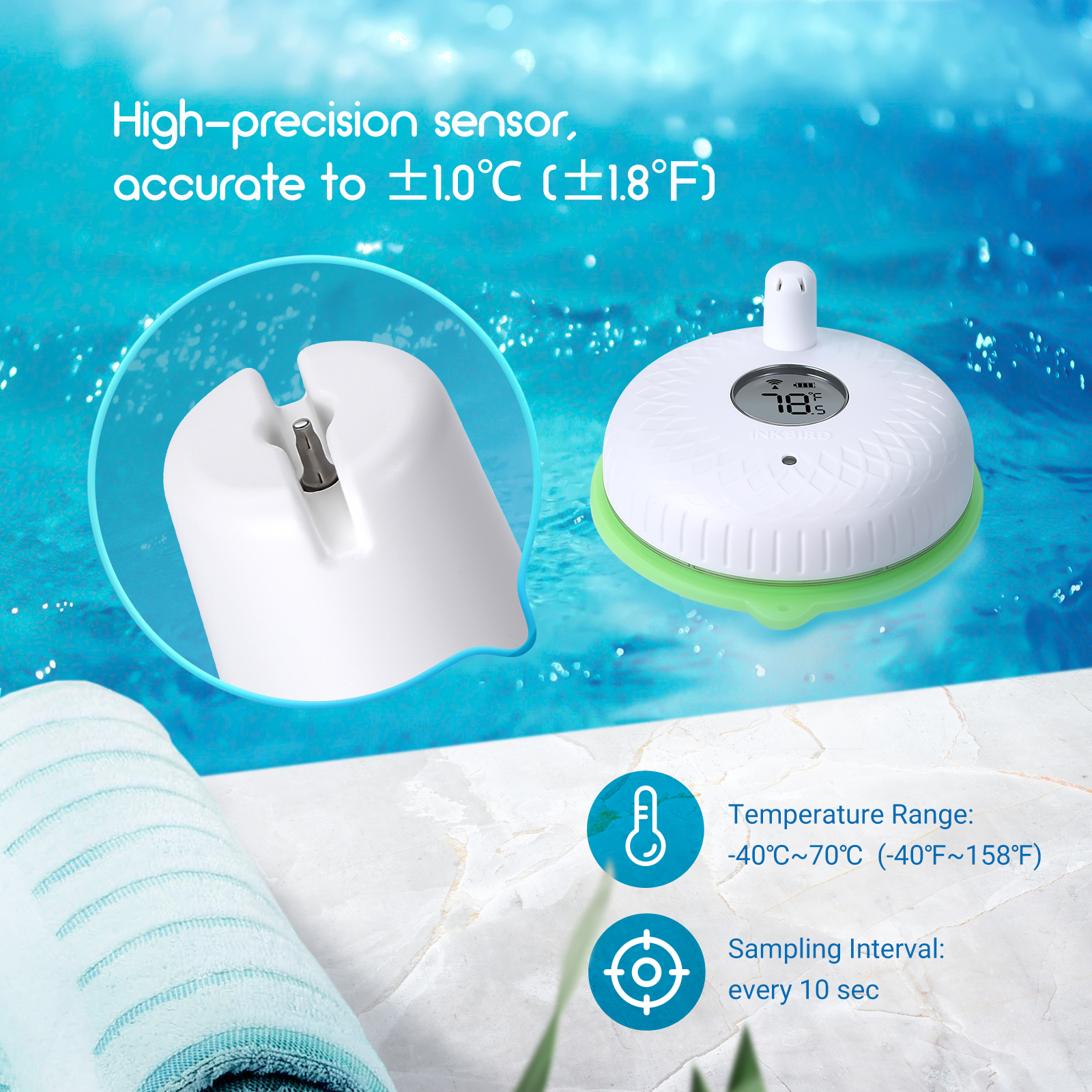 Pool Thermometer Wireless | IBS-P02R | Brand: INKBIRD