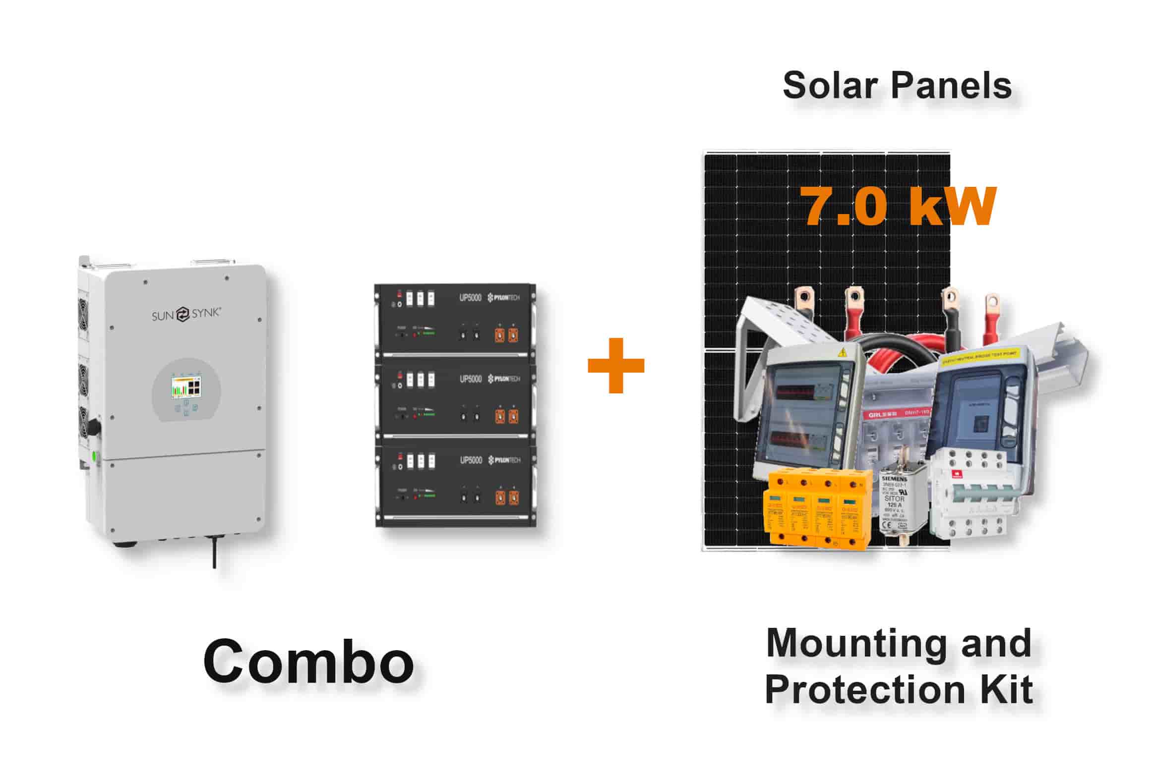 8.0 kW SUNSYNK Hybrid - PYLONTECH Combo, c/w 3x 4.8 kWh Lithium Batteries