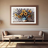 Sunflowers & Lavender Bouquet Canvas Print - Unframed