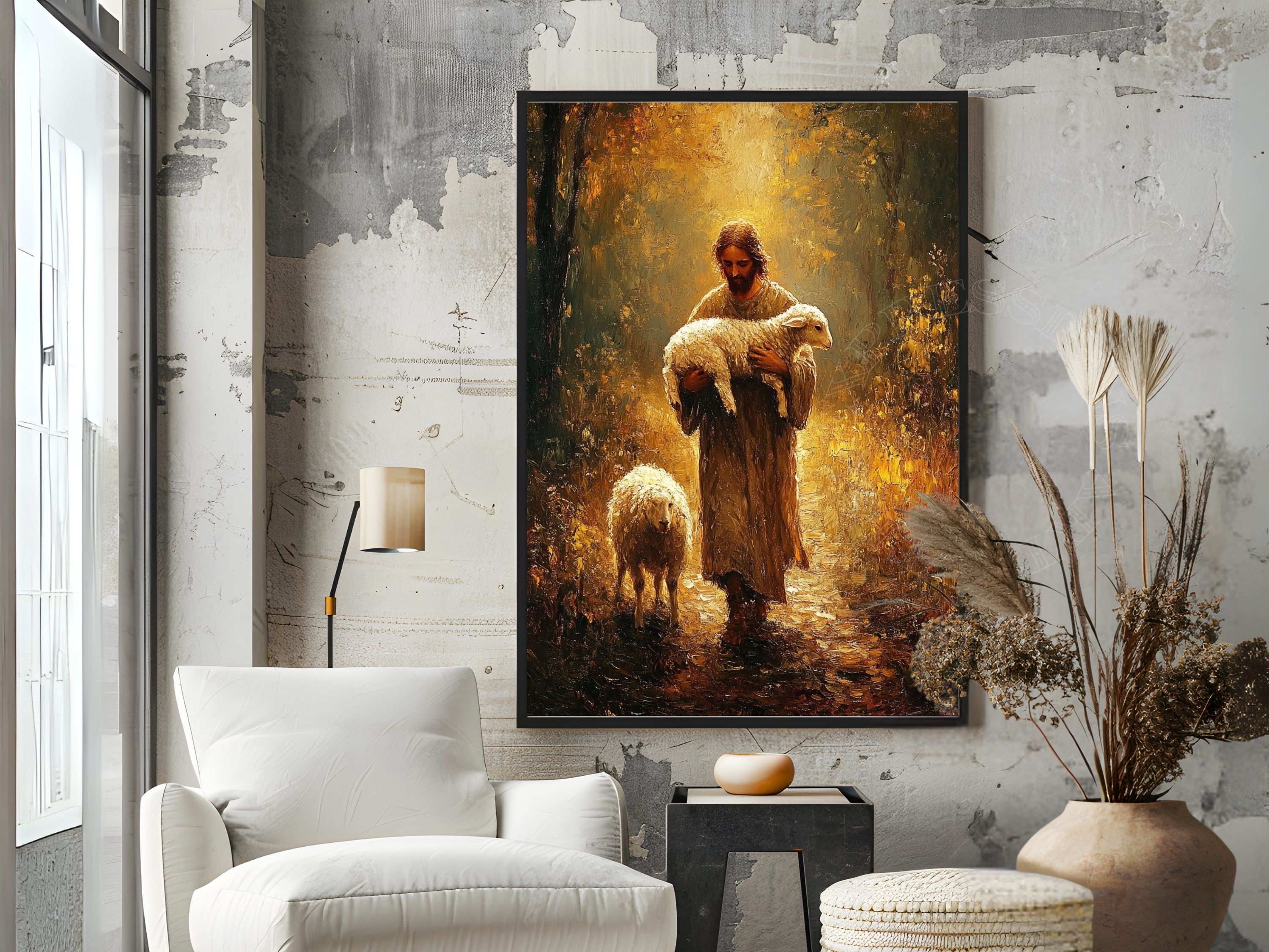 The Good Shepherd Print: Jesus with Lamb, Christian Home Decor | Fine Art Print