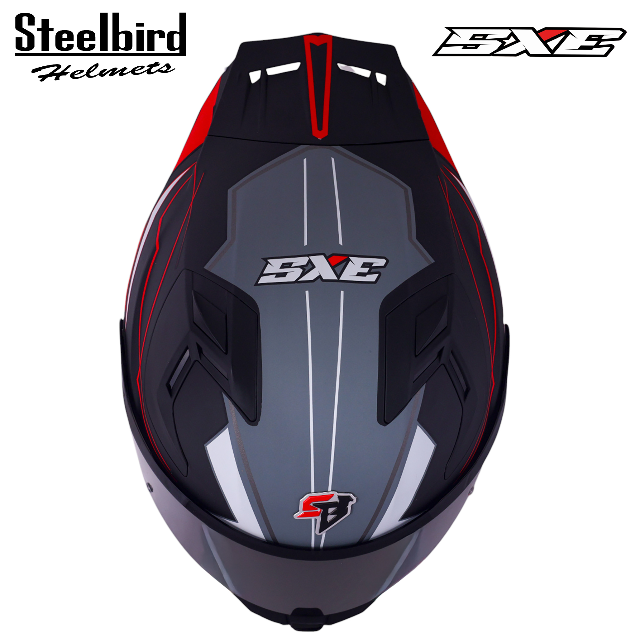 STEELBIRD SBH-61 ISS SXE RACE-X MATT BLACK/RED WITH TPE EDITION C/V 580MM (WITH EXTRA SMOKE VISOR)