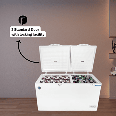 Blue star 400 litre Dual Compartment Cooler & Freezer-CHFK400DGS with 2 standard door