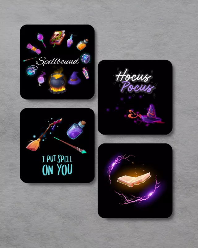 Halloween Beverage Coasters, Set of 4