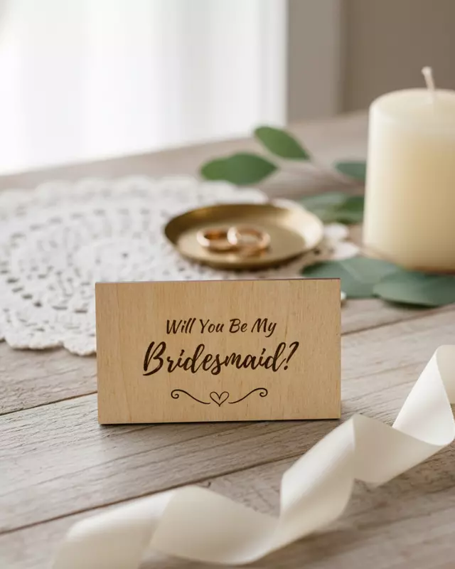 Heirloom Collection Bride’s Proposal Cards featuring engraved personalized bridal party cards.