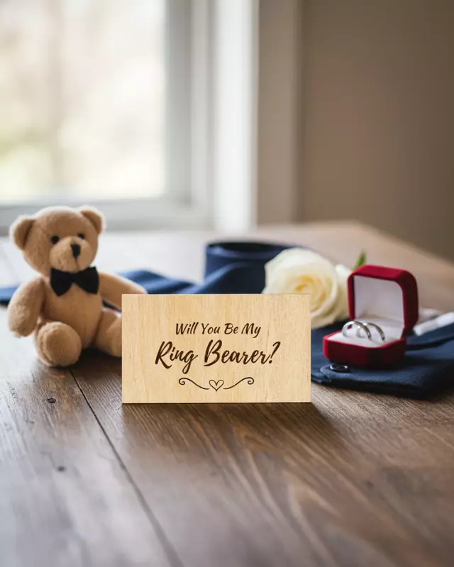 Heirloom Collection engraved Groom’s Proposal Cards for wedding party proposals.