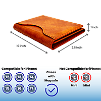 Magnetic Leather Phone Wallet & Stand - Adhesive / MagSafe-Compatible Slim Card Holder with Kickstand & RFID Block for iPhone & Android