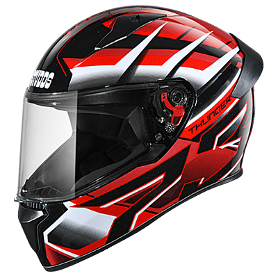 STUDDS THUNDER D6 MATT BLACK/WHITE N2 RED C/V  (XL) WITH SPOILER AND MIRROR VISOR