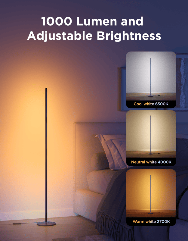 Govee Floor Lamp Lite/Basic - RGBICW Smart LED Floor Lamp with Matter & Music Sync
