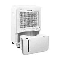 WDE702 heavy duty 70L dehumidifier with integrated water tank and drainage system.