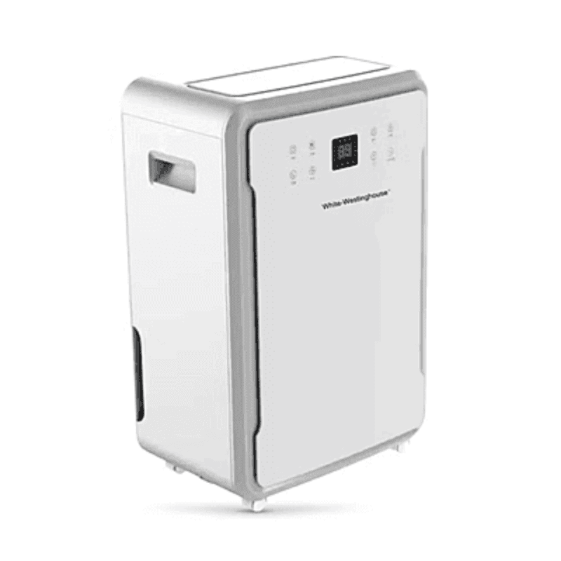 High-capacity White Westinghouse WDE702 70L industrial dehumidifier for large rooms and basements.