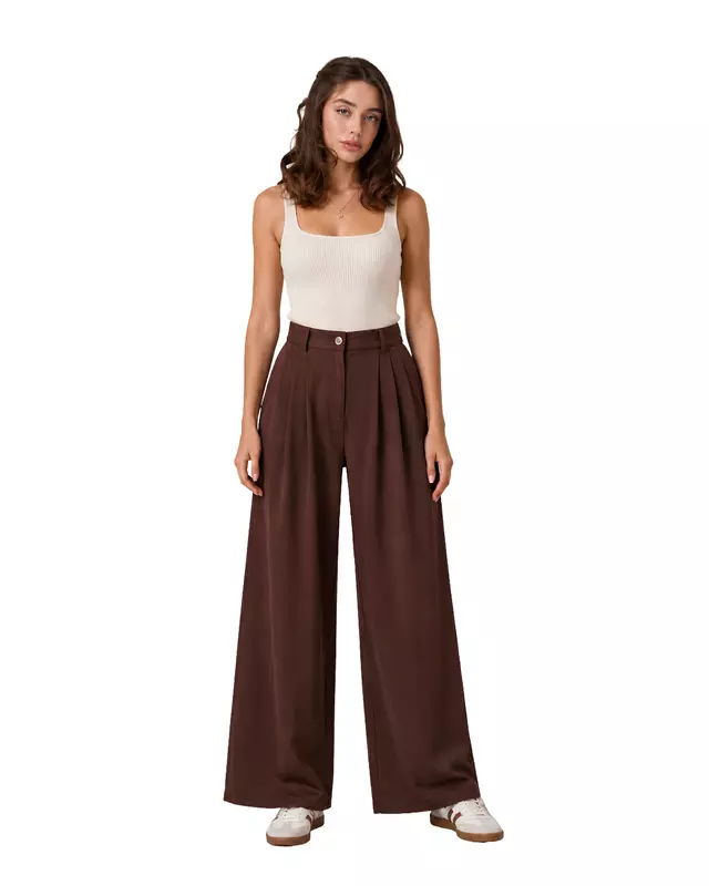High-Waisted Wide-Leg Tailored Pants