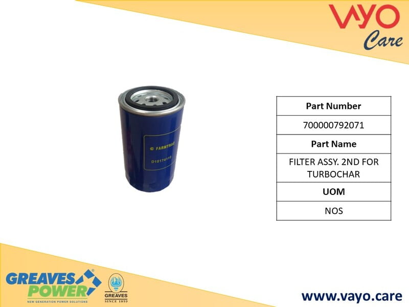 FILTER ASSY. 2ND FOR TURBOCHAR - 700000792071 - GREAVES