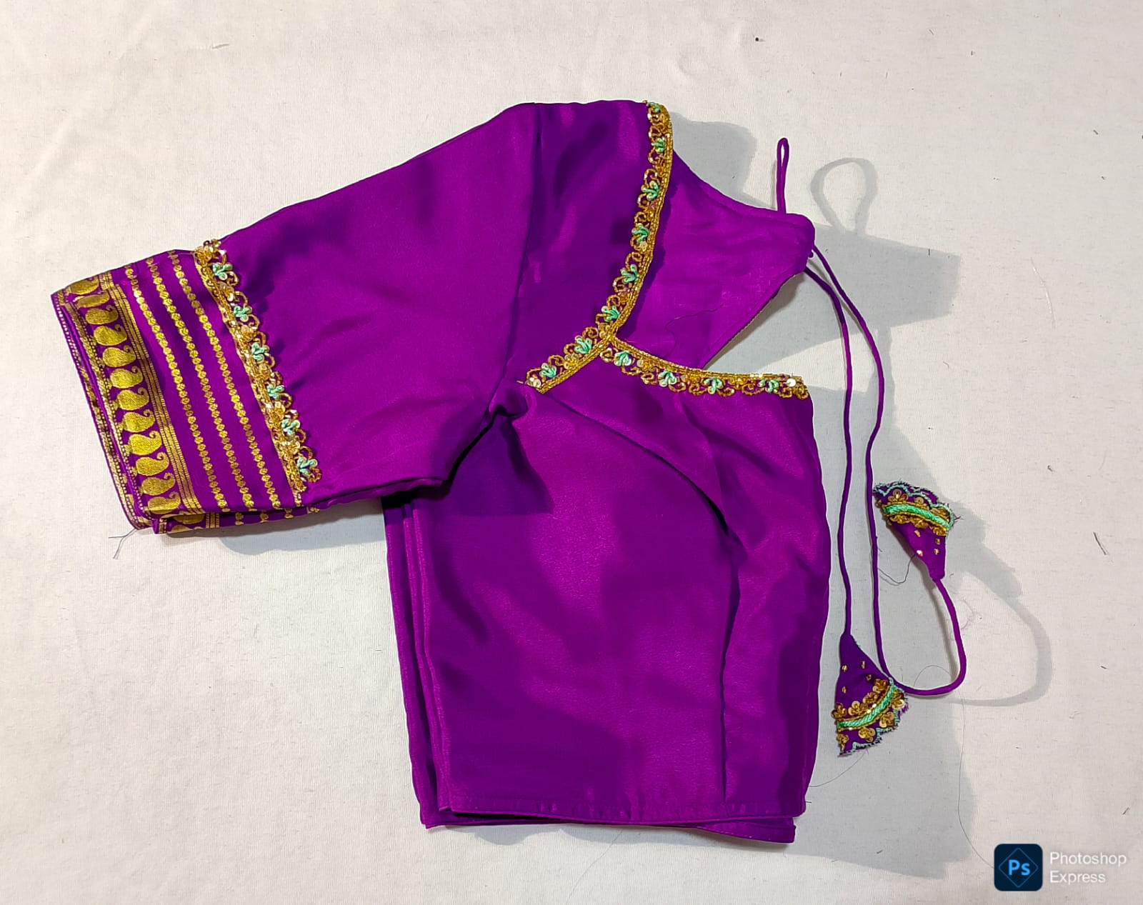 J550: Ready To Ship Beautiful Pure Mysore Silk Saree With Stitched Maggam Work Blouse