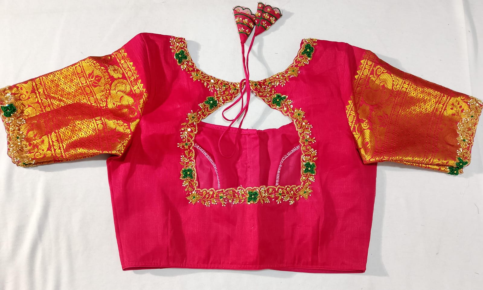 J551: Ready To Ship Beautiful Pure Kuppadam Saree In Kanchi Border With Stitched Maggam Work Blouse J551: Ready To Ship Beautiful Pure Kuppadam Saree In Kanchi Border With Stitched Maggam Work Blouse