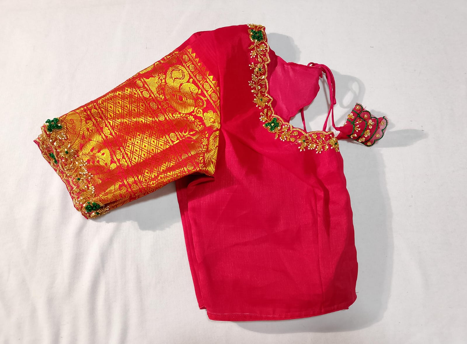 J551: Ready To Ship Beautiful Pure Kuppadam Saree In Kanchi Border With Stitched Maggam Work Blouse J551: Ready To Ship Beautiful Pure Kuppadam Saree In Kanchi Border With Stitched Maggam Work Blouse