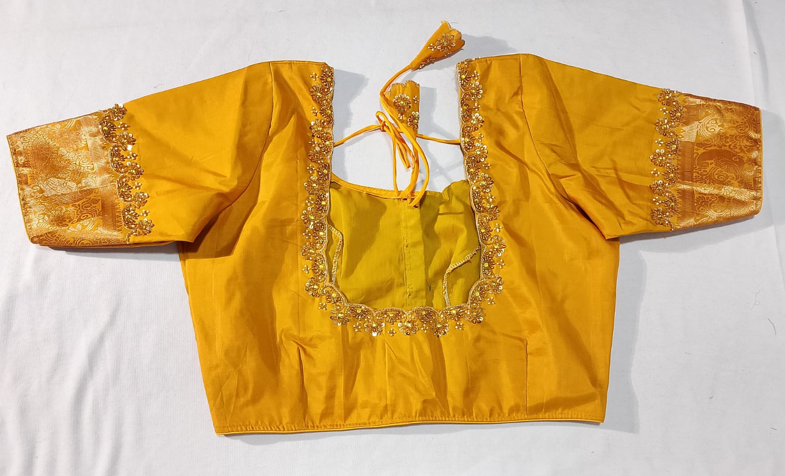 J553: Ready To Ship Beautiful Pure Kanchipattu Saree With Stitched Maggam Work Blouse