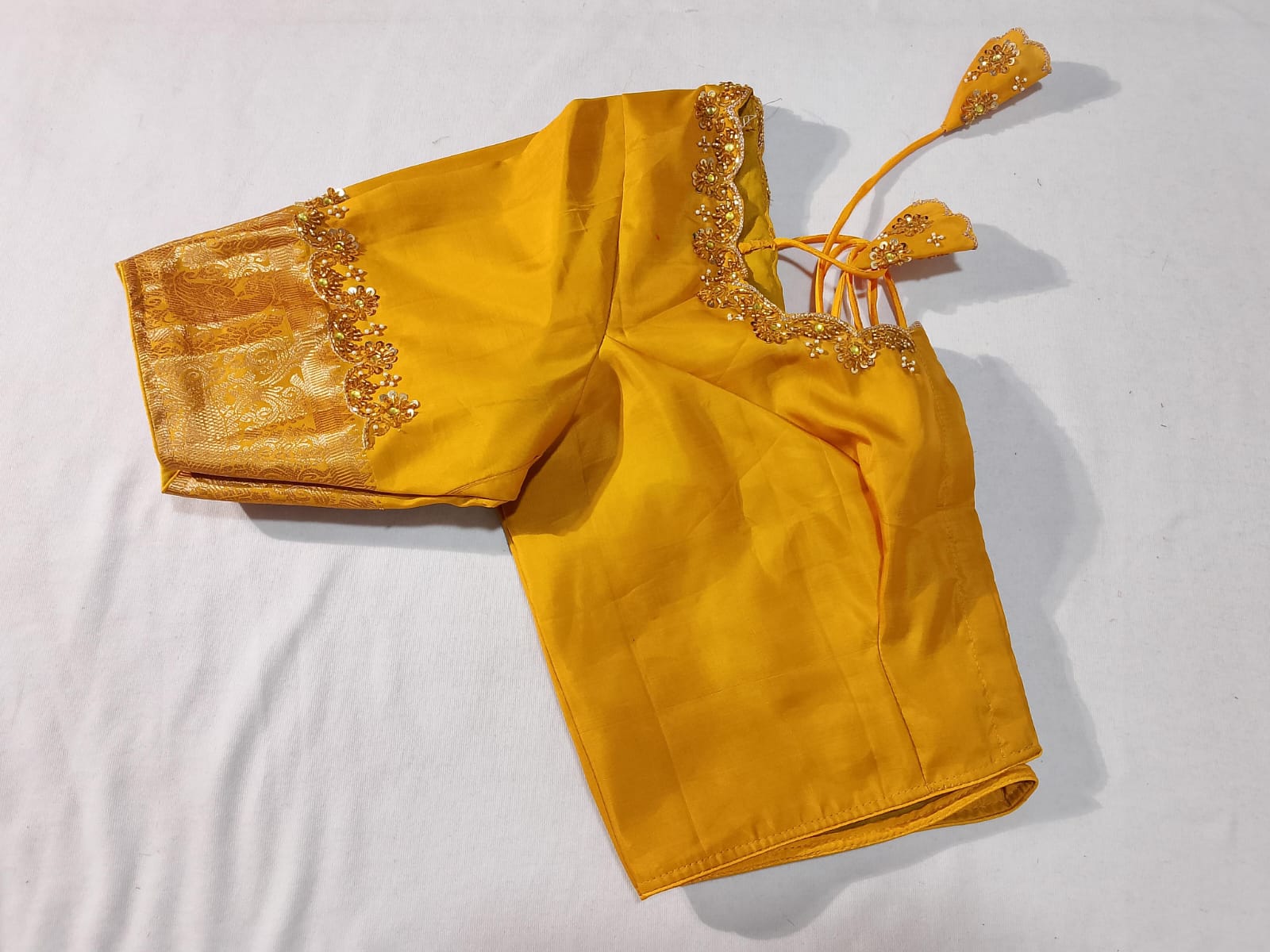 J553: Ready To Ship Beautiful Pure Kanchipattu Saree With Stitched Maggam Work Blouse