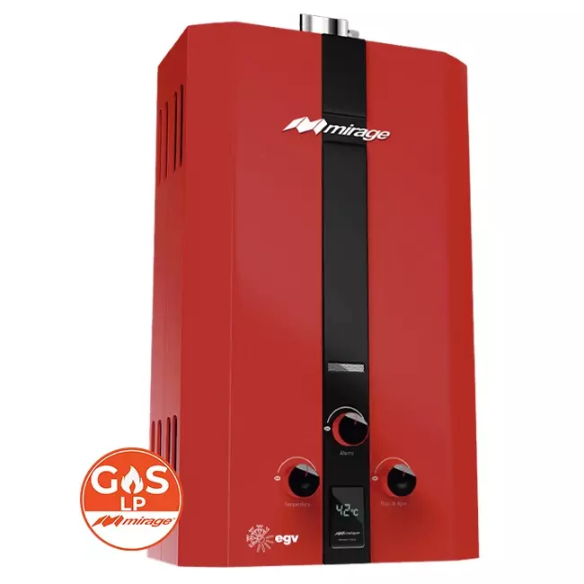 Calentador de Paso Baja Presion Mirage Color Rojo 10 Litros 1-1/2 Servicio Flux 10 Gas LP - MBF10BB