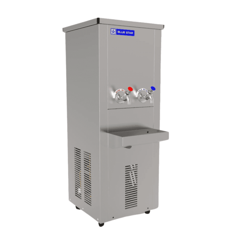 Sleek stainless steel Blue Star CW2040 water cooler with 40-liter capacity.