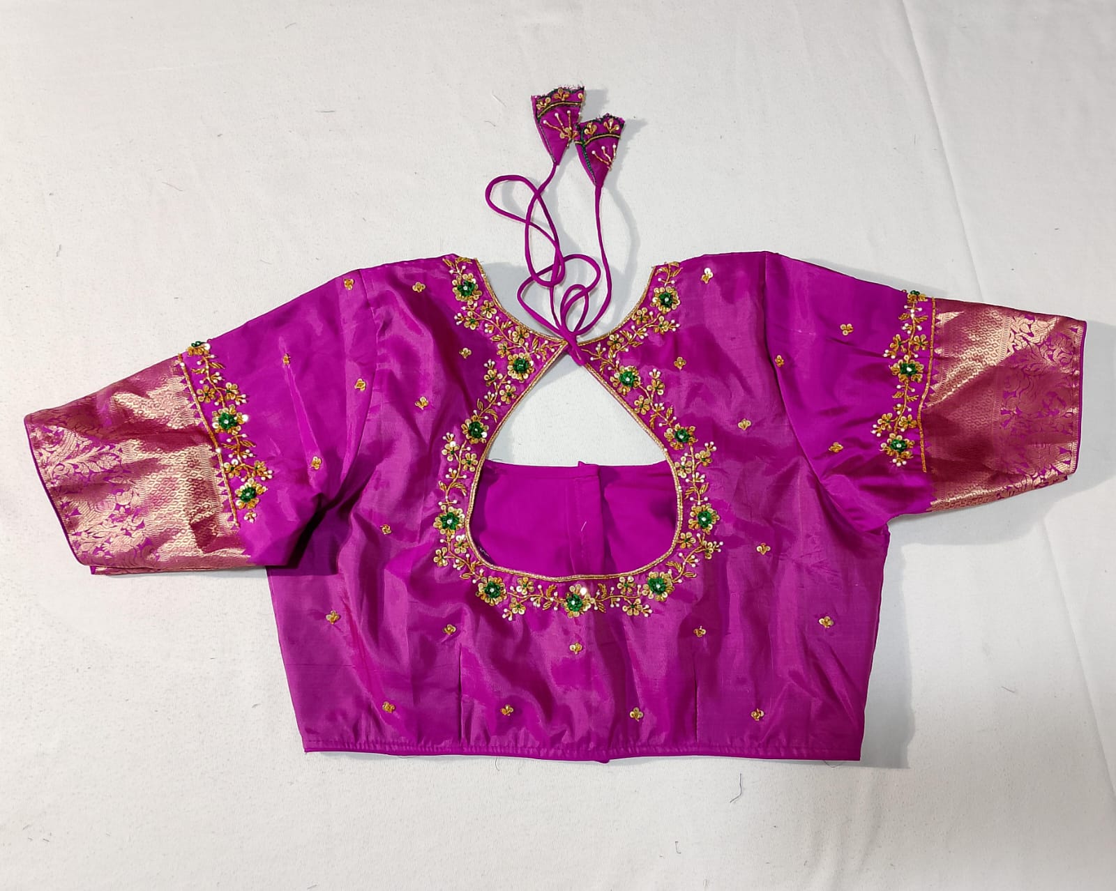 N437: Ready To Ship Beautiful Pure Kanchipattu Saree With Stitched Maggam Work Blouse