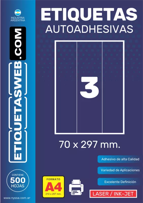 ETI.AUT. SIN IMP. 70x297 LASER 3B. Cx1500