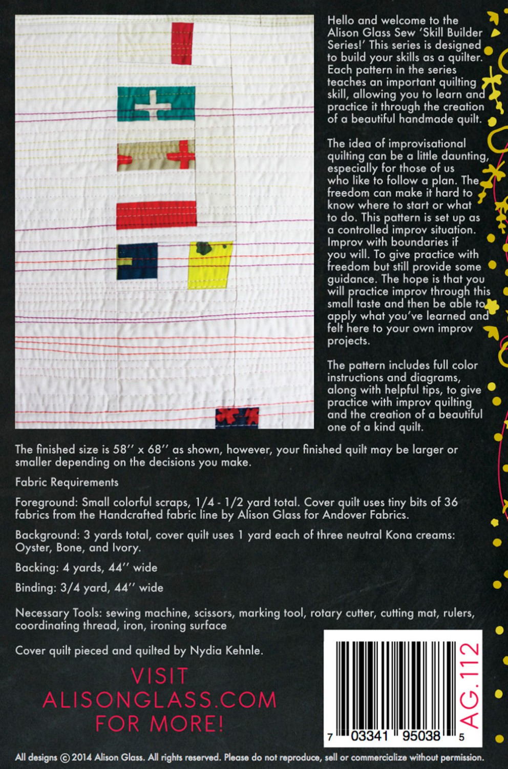 Swatch Modern Quilt Pattern Skills Builder Alison Glass | Improv Quilting #AG112