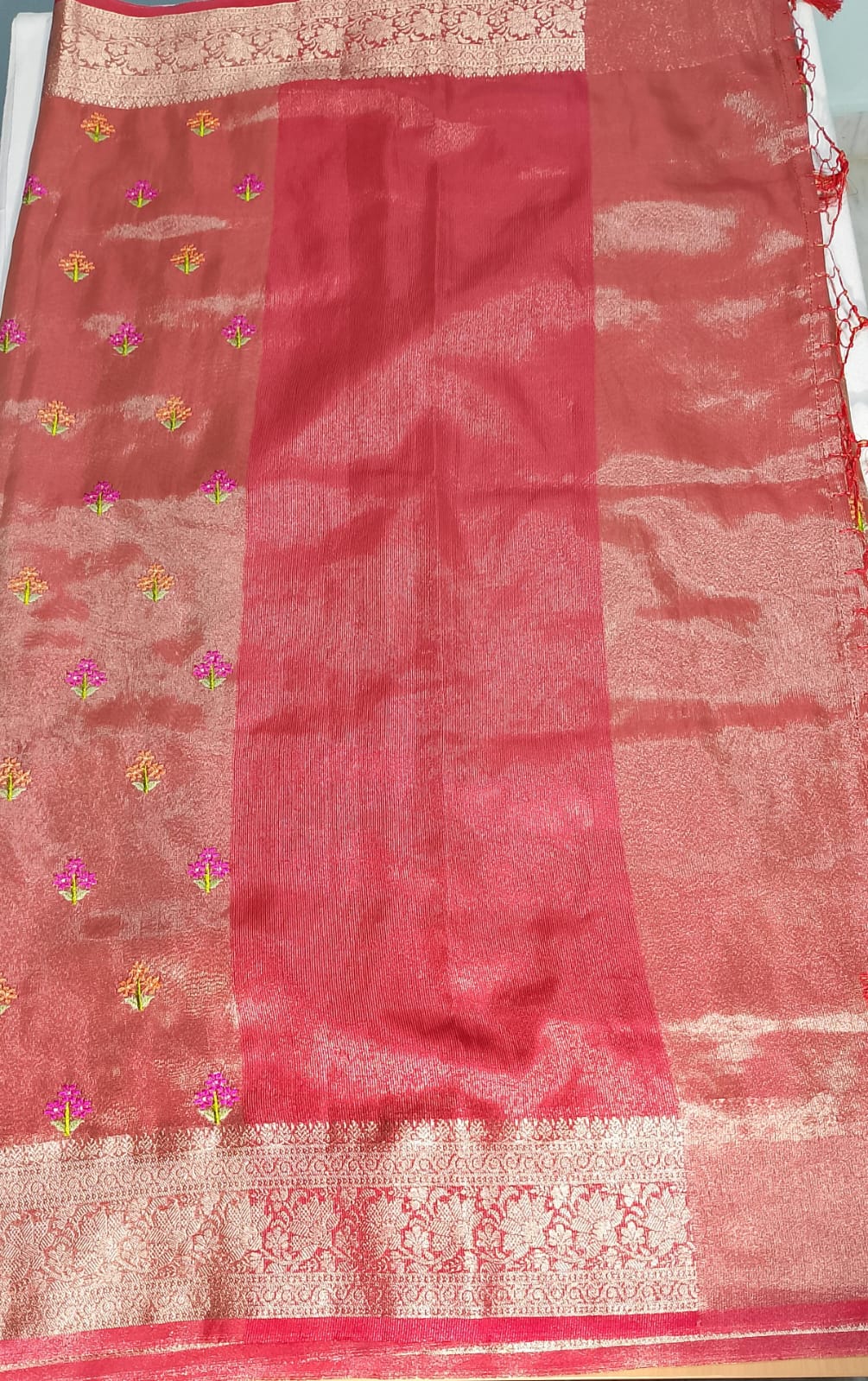 N751:Ready To Ship Beautiful Soft Tissue Silk Saree With Stitched Blouse N751:Ready To Ship Beautiful Soft Tissue Silk Saree With Stitched Blouse