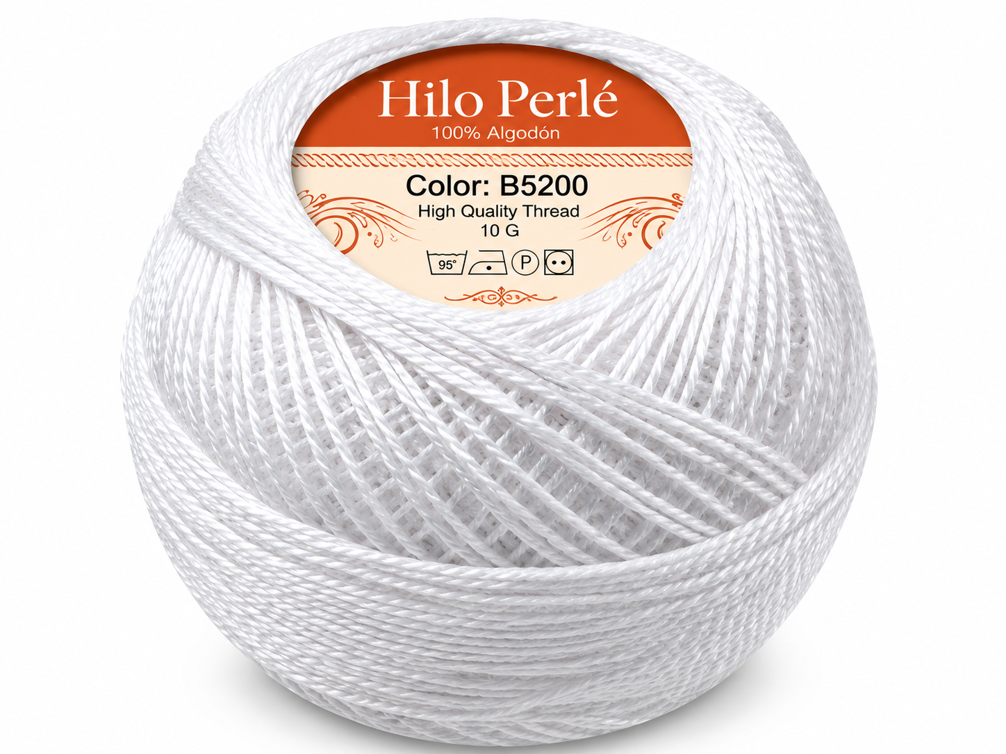 Hilo perlé para bordar #8 100% algodón Color Blanco - B5200 - 10 gramos por ovillo (Caja por 10 Ovillos)