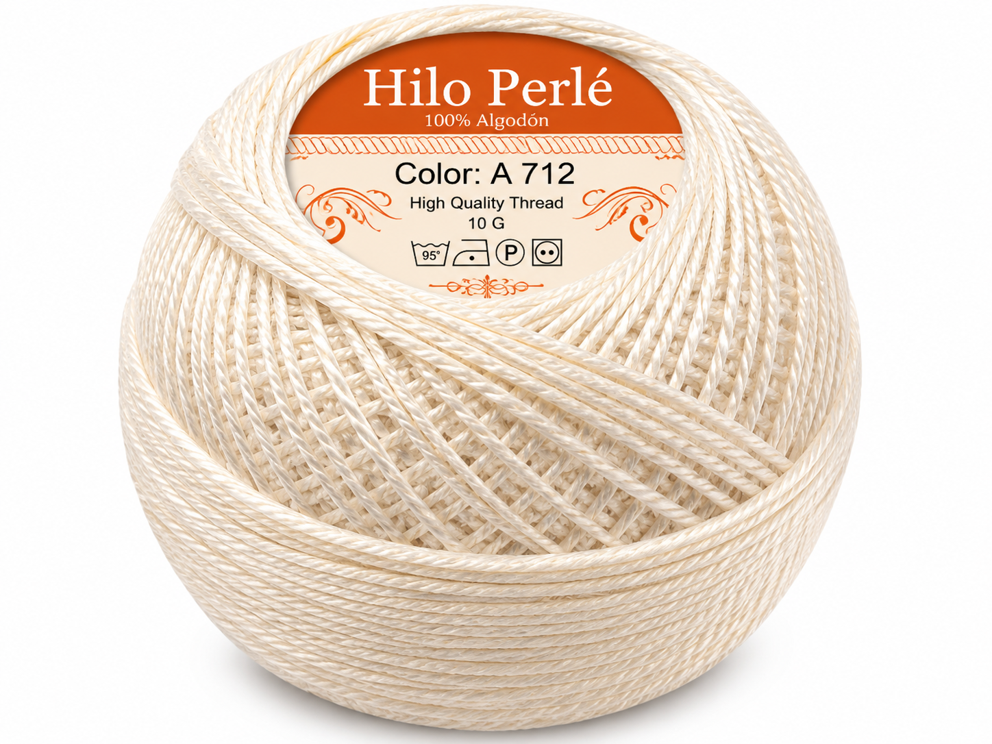 Hilo perlé para bordar #8 100% algodon Color Beige claro - 712 - 10 gramos por ovillo (Caja por 10 Ovillos)