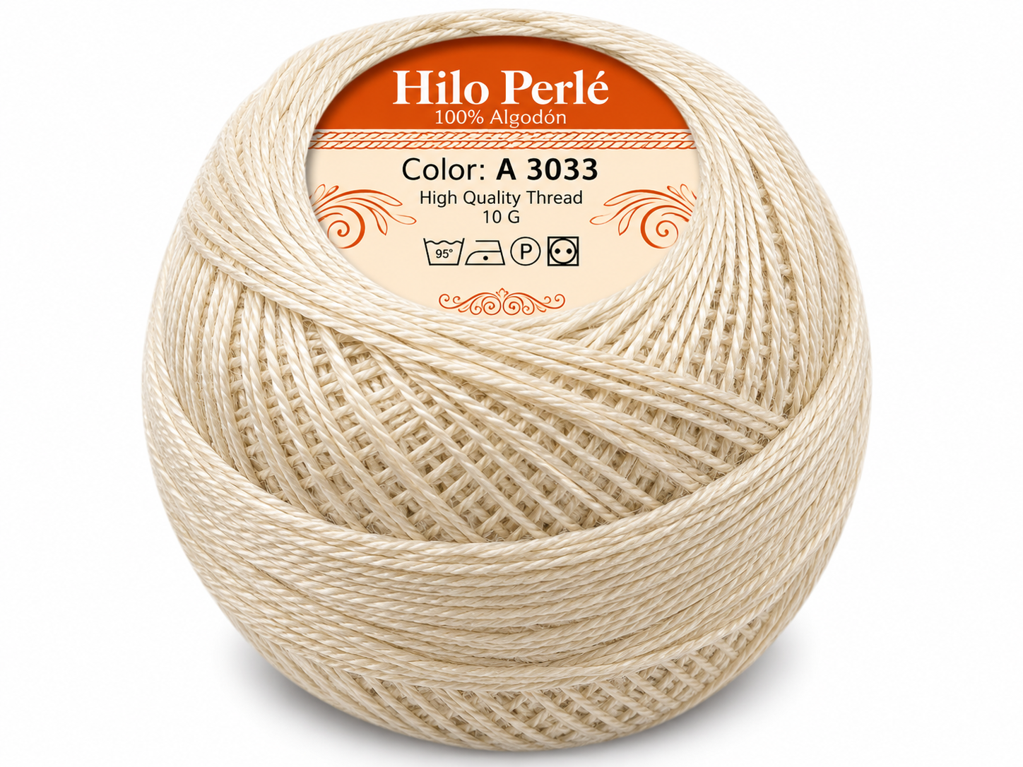 Hilo perlé para bordar #8 100% algodón Color Beige Medio - 3033 - 10 gramos por ovillo (Caja por 10 Ovillos)