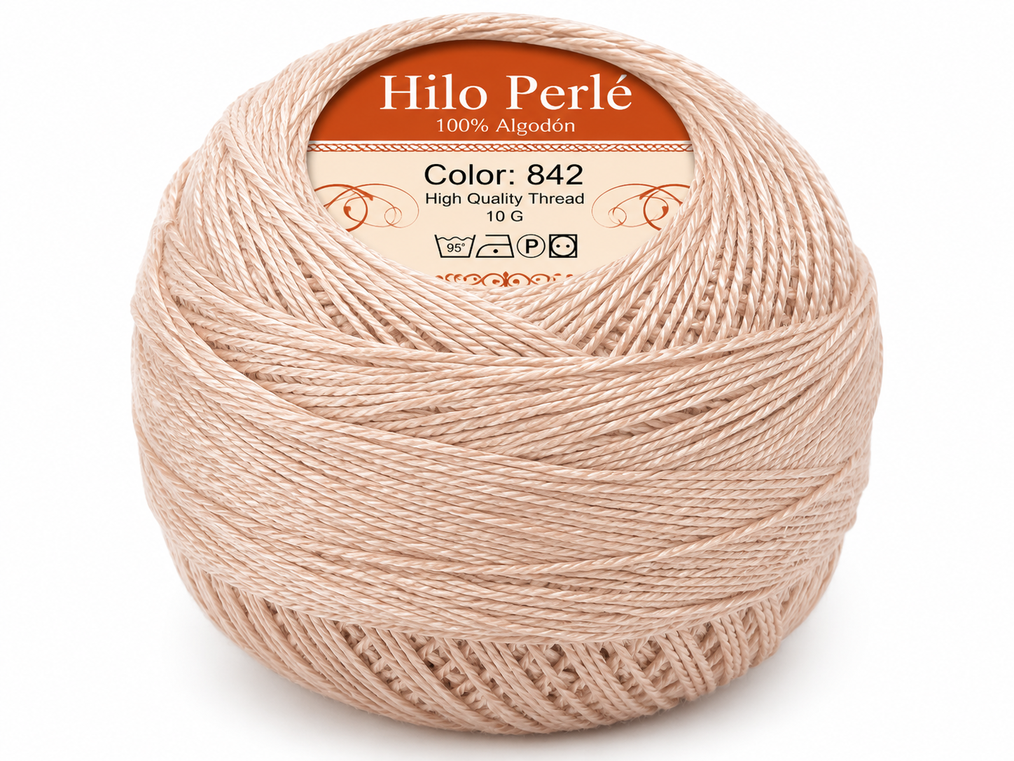 Hilo perlé para bordar #8 100% algodón Color Beige Oscuro - 842 - 10 gramos por ovillo (Caja por 10 Ovillos)