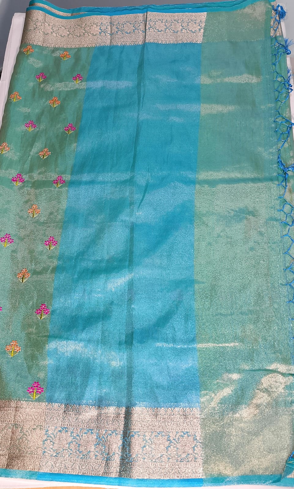 N749:Ready To Ship Beautiful Soft Tissue Silk Saree With Stitched Blouse N749:Ready To Ship Beautiful Soft Tissue Silk Saree With Stitched Blouse