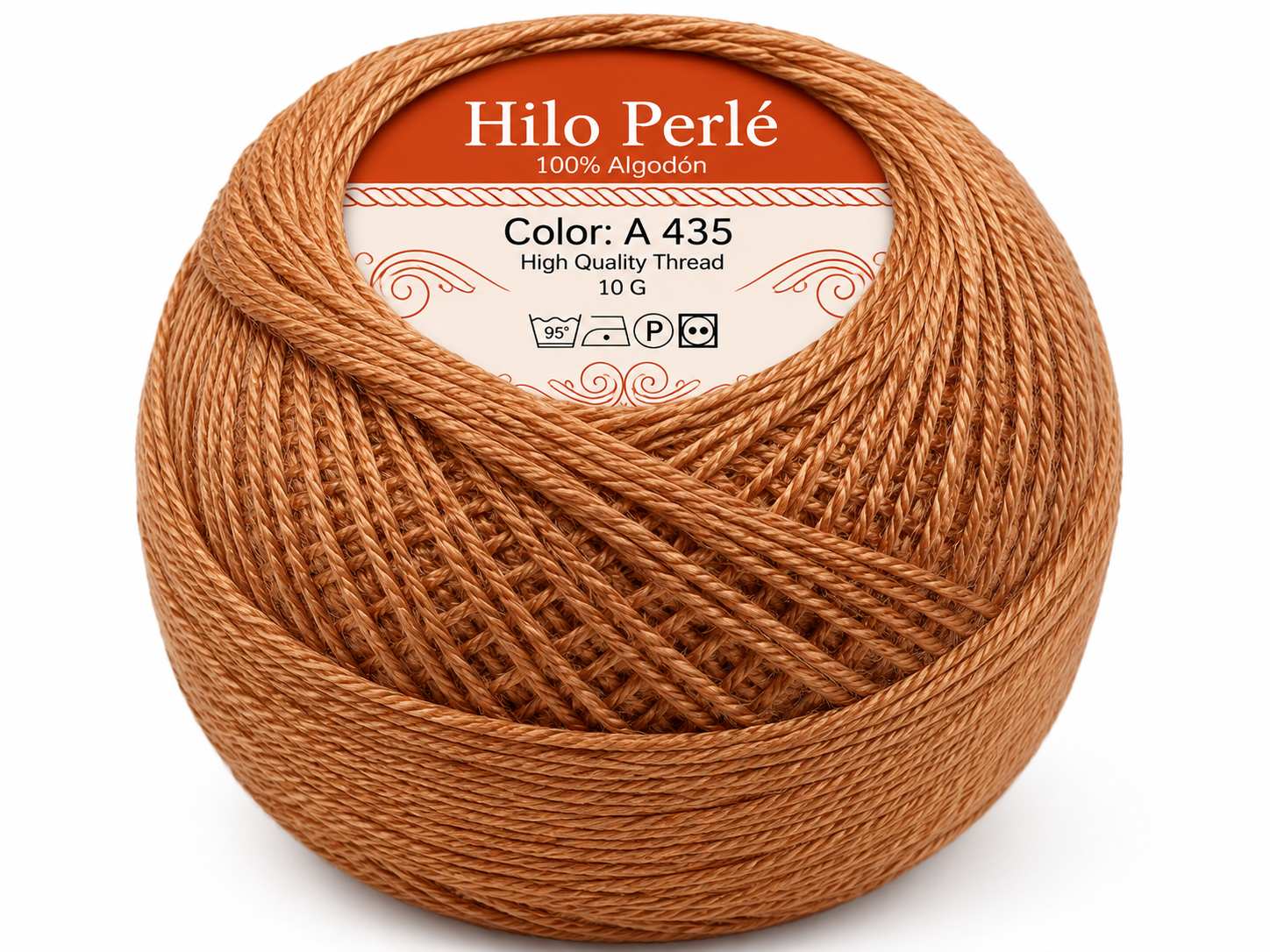 Hilo perlé para bordar #8 100% algodón Color Marrón Medio - 435 - 10 gramos por ovillo (Caja por 10 Ovillos)