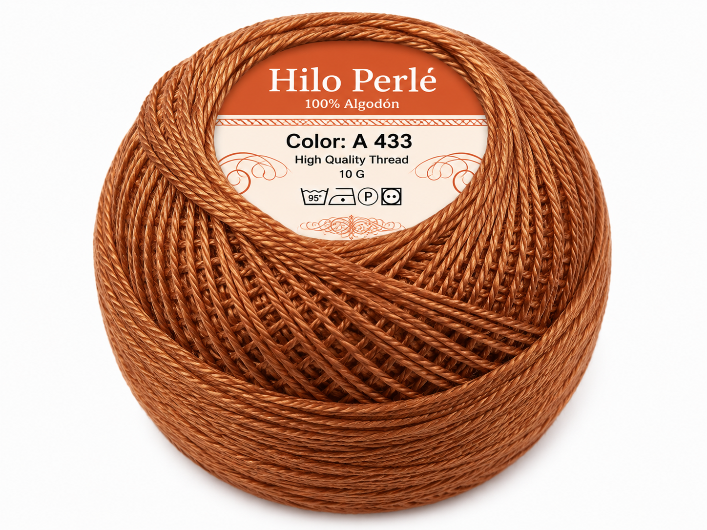 Hilo perlé para bordar #8 100% algodón Color Marrón - 433 - 10 gramos por ovillo (Caja por 10 Ovillos)