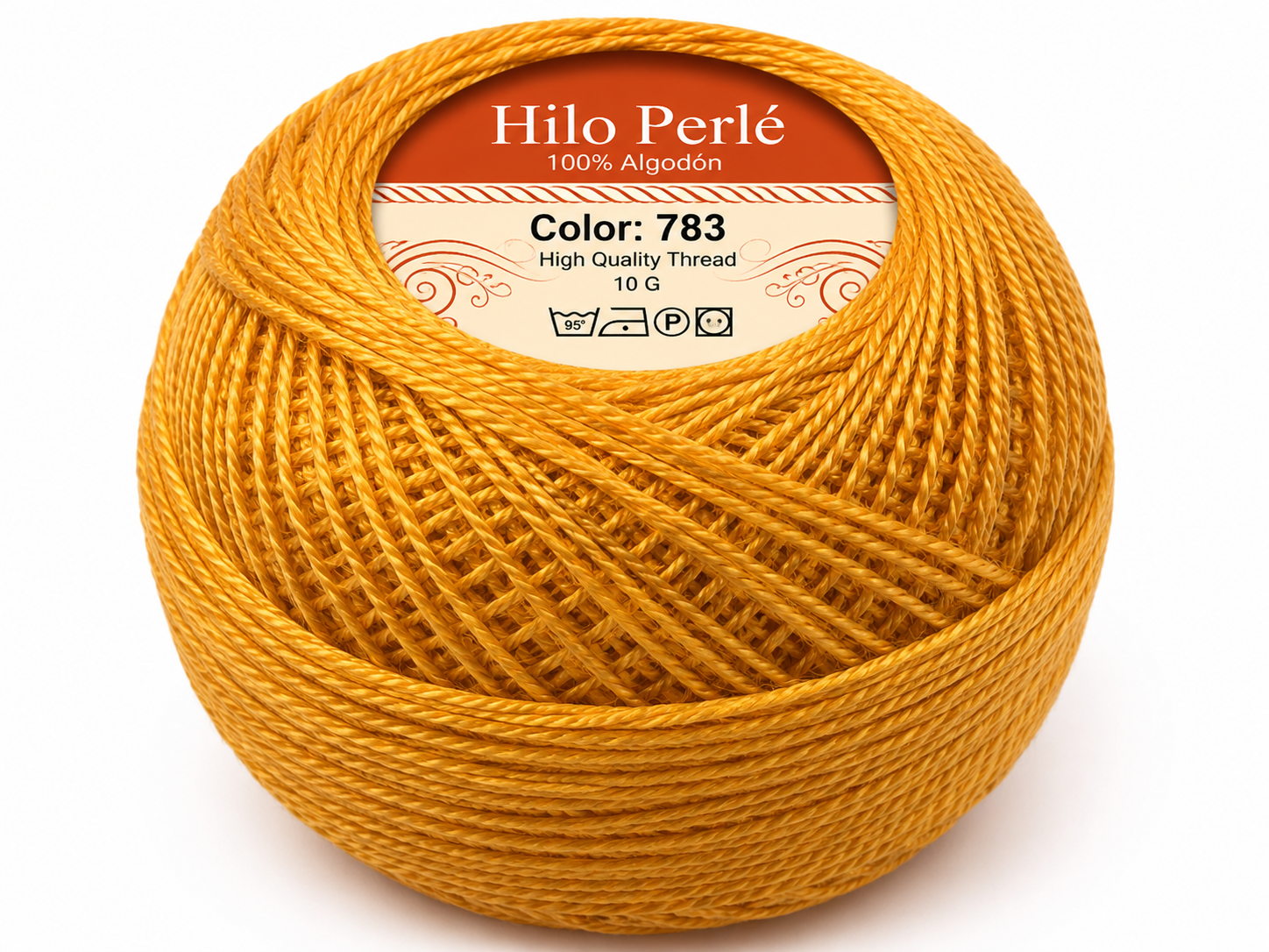 Hilo perlé para bordar #8 100% algodón Color Ocre - 783 - 10 gramos por ovillo (Caja por 10 Ovillos)