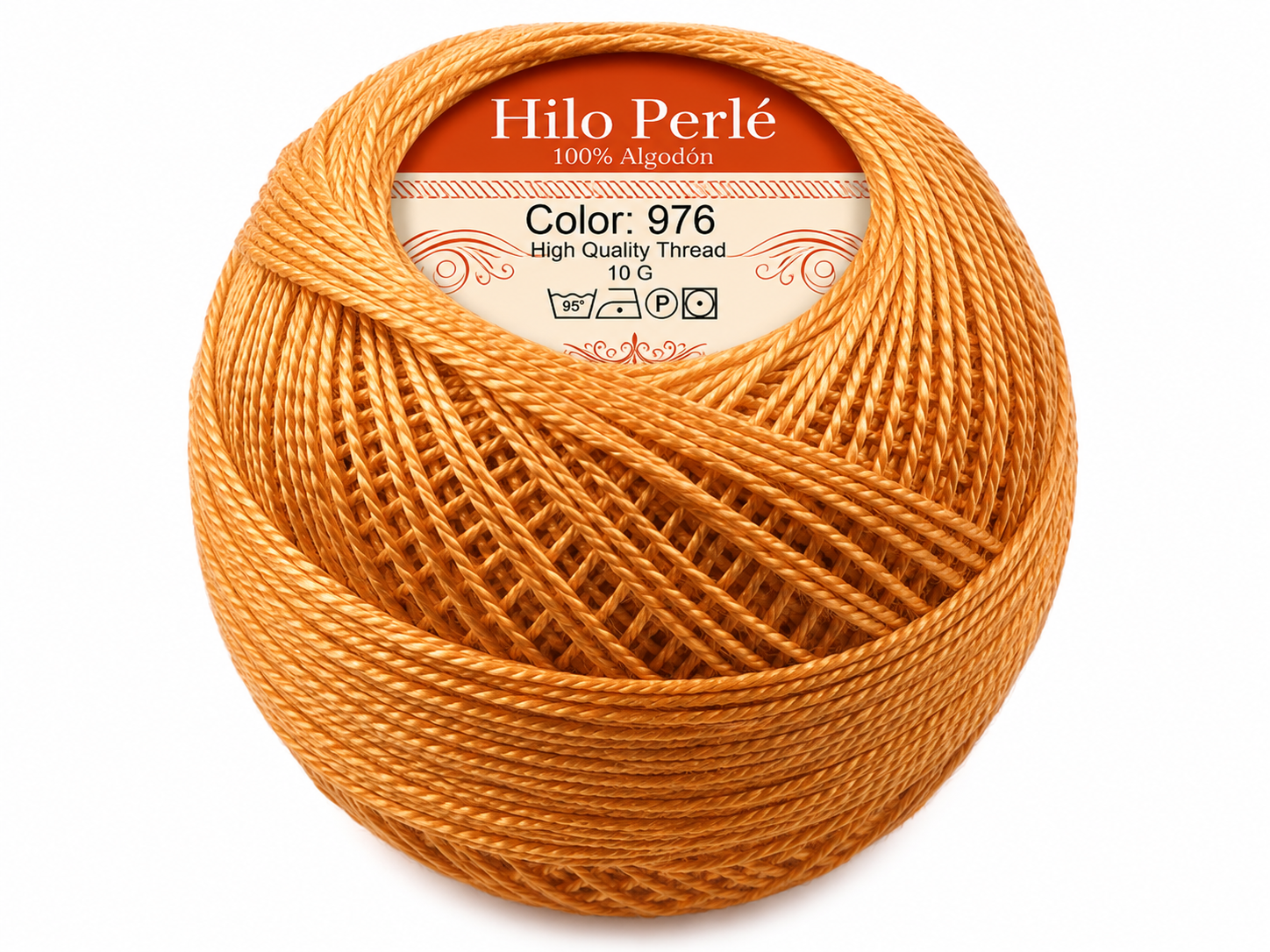 Hilo perlé para bordar #8 100% algodón Color Café Claro - 976 - 10 gramos por ovillo (Caja por 10 Ovillos)