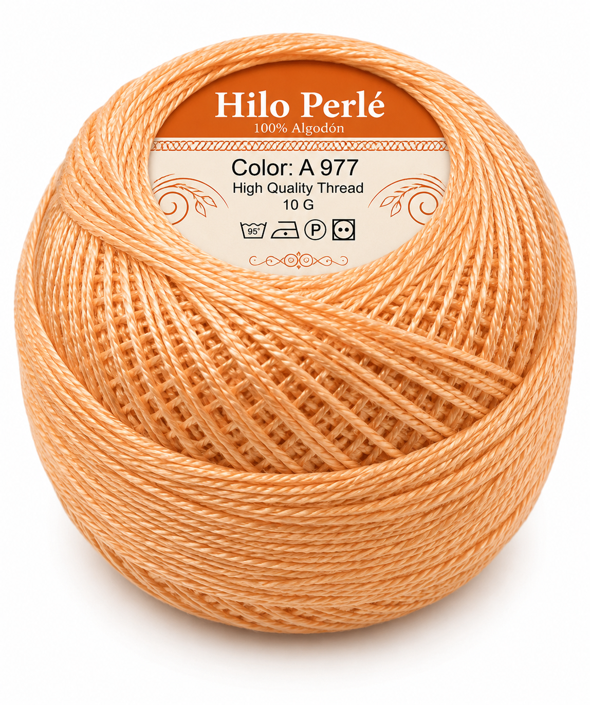 Hilo perlé para bordar #8 100% algodón Color Marrón Dorado Claro - 977 - 10 gramos por ovillo (Caja por 10 Ovillos)