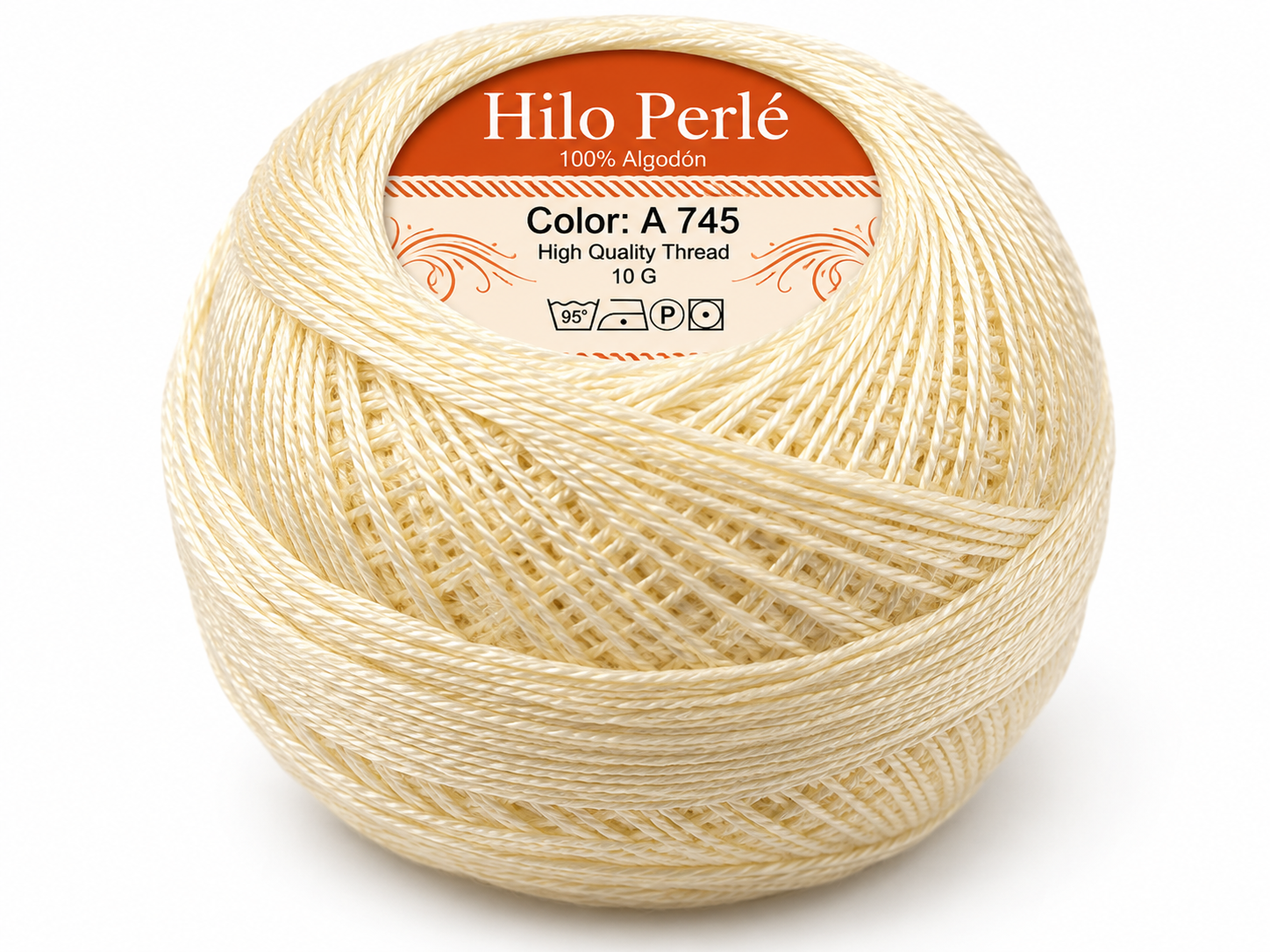 Hilo perlé para bordar #8 100% algodón Color Amarillo Pálido Claro - 745 - 10 gramos por ovillo (Caja por 10 Ovillos) Hilo perlé para bordar #8 100% algodón Color Amarillo Pálido Claro - 745 - 10 gramos por ovillo (Caja por 10 Ovillos)