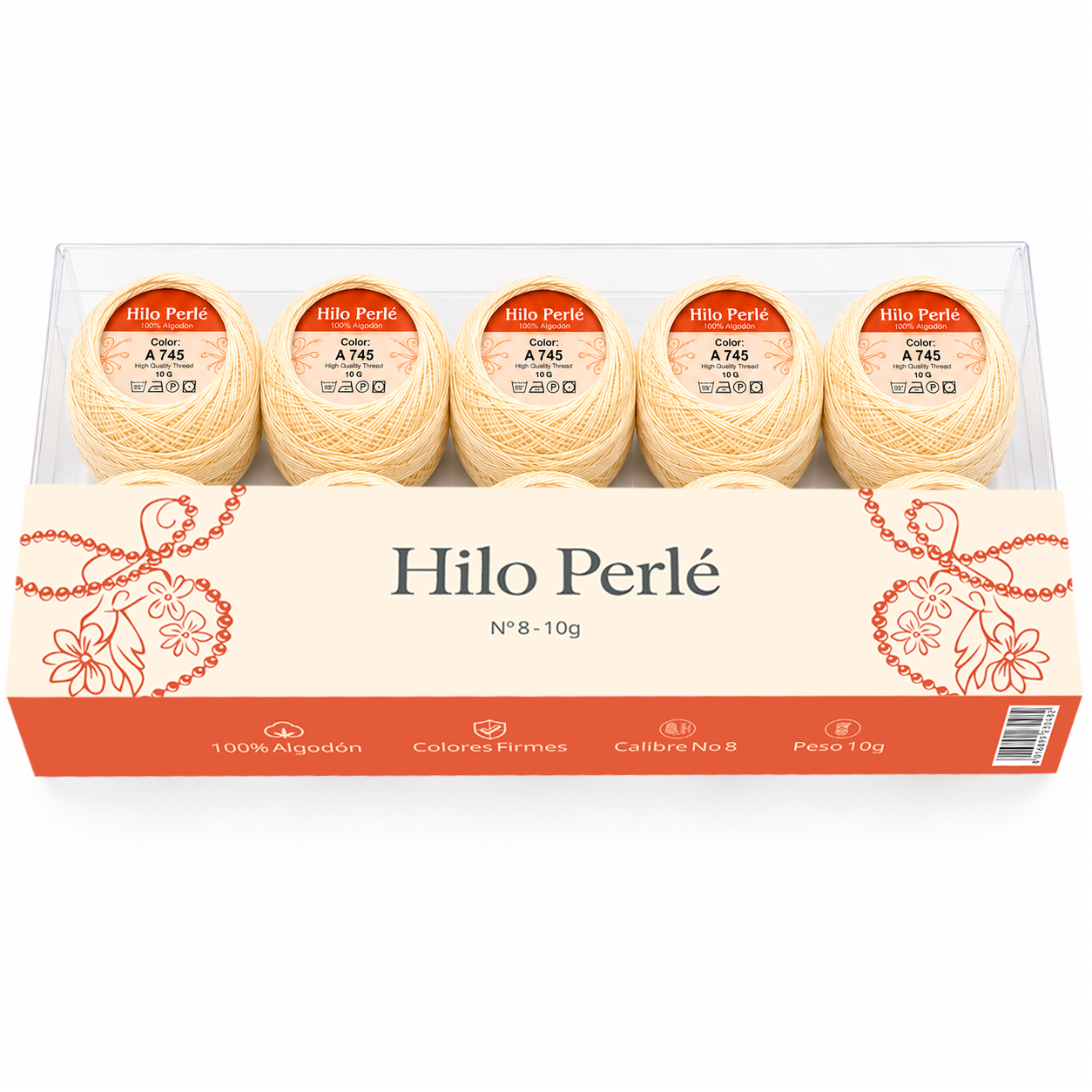 Hilo perlé para bordar #8 100% algodón Color Amarillo Pálido Claro - 745 - 10 gramos por ovillo (Caja por 10 Ovillos) Hilo perlé para bordar #8 100% algodón Color Amarillo Pálido Claro - 745 - 10 gramos por ovillo (Caja por 10 Ovillos)