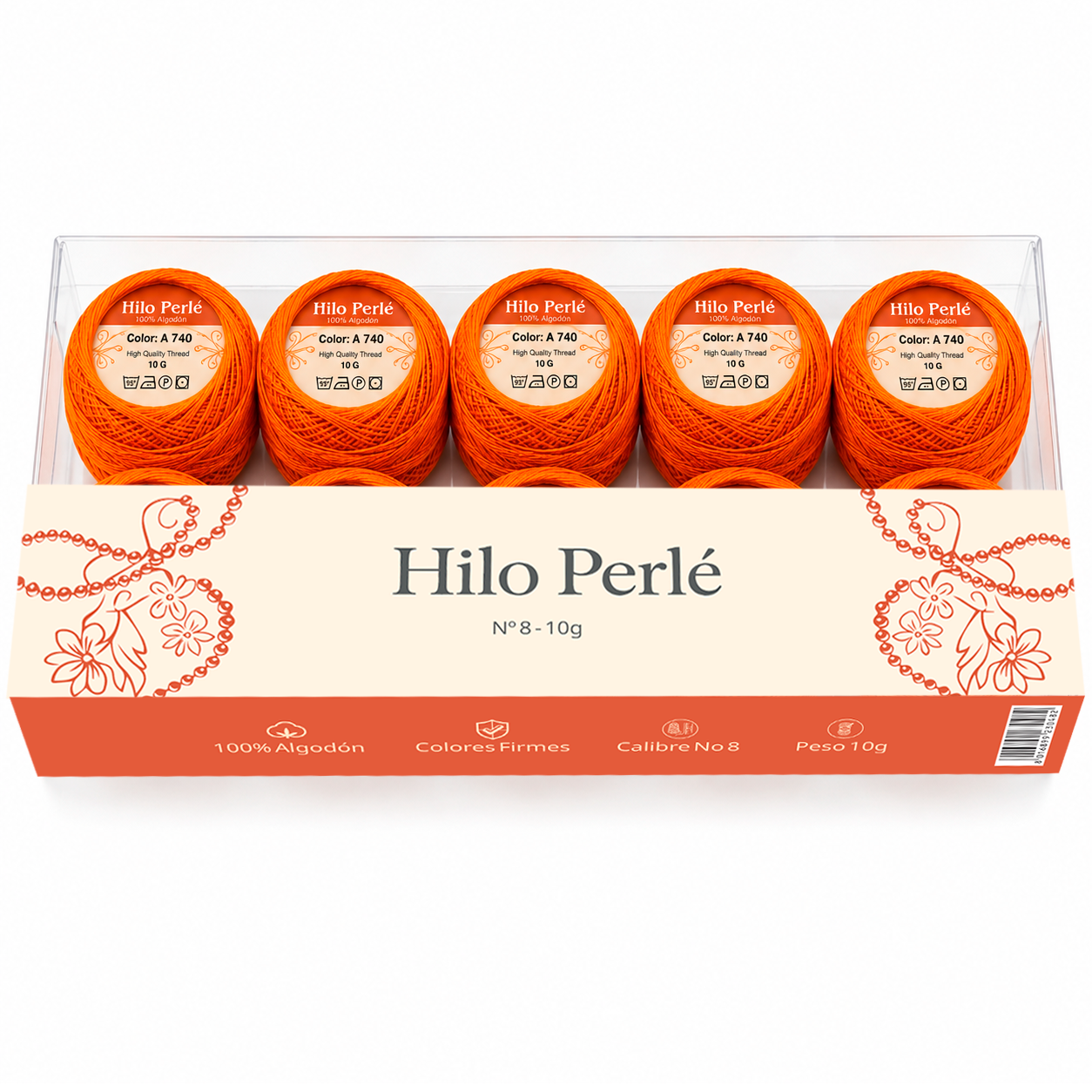 Hilo perlé para bordar #8 100% algodón Color Naranja Mandarina - 740 - 10 gramos por ovillo (Caja por 10 Ovillos) Hilo perlé para bordar #8 100% algodón Color Naranja Mandarina - 740 - 10 gramos por ovillo (Caja por 10 Ovillos)