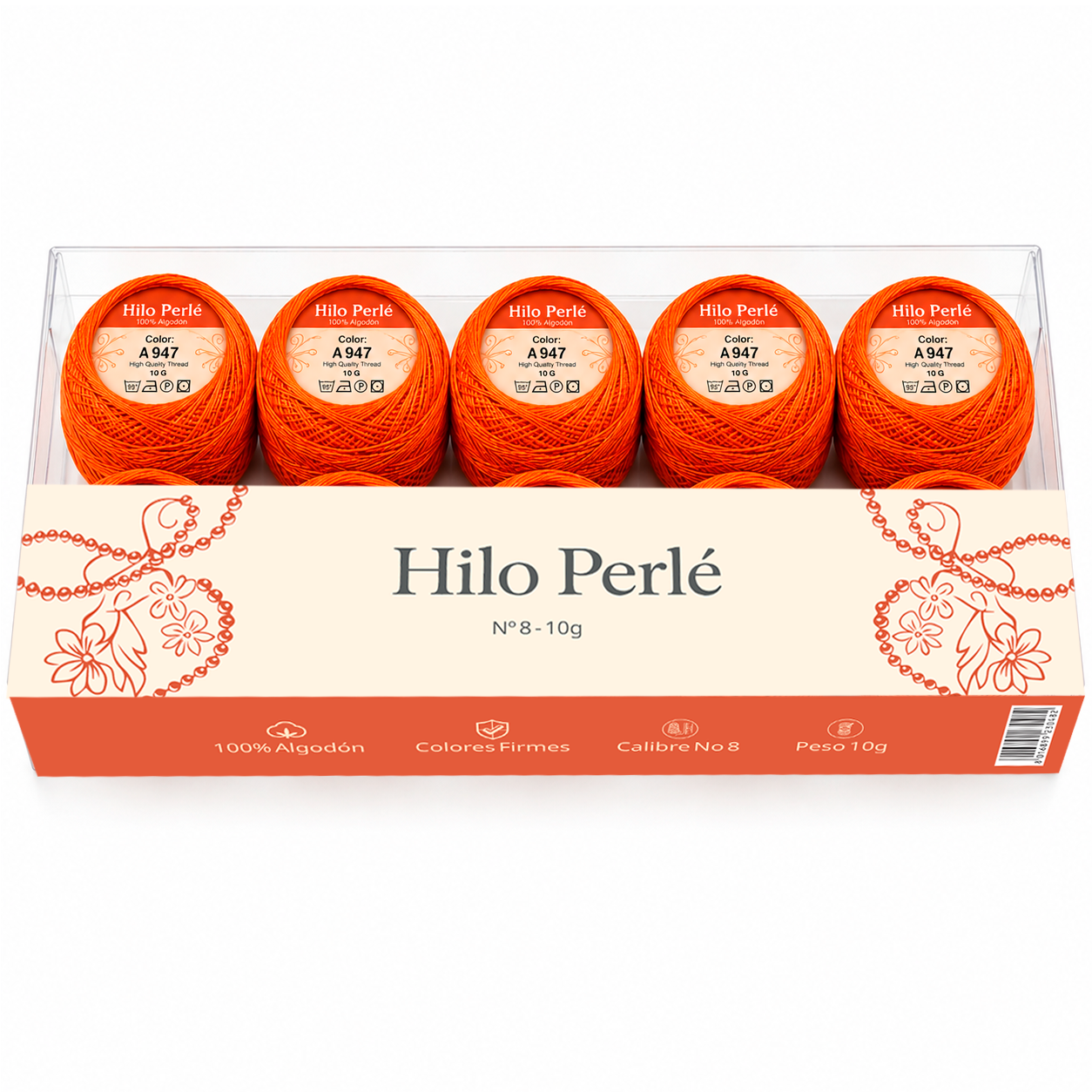 Hilo perlé para bordar #8 100% algodón Color Naranja - 947 - 10 gramos por ovillo (Caja por 10 Ovillos Hilo perlé para bordar #8 100% algodón Color Naranja - 947 - 10 gramos por ovillo (Caja por 10 Ovillos