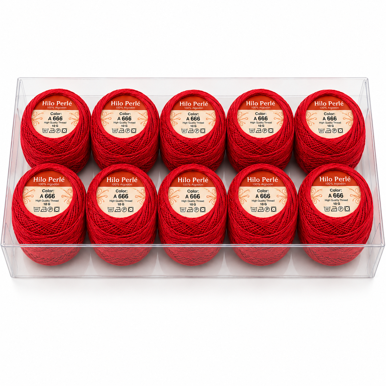 Hilo perlé para bordar #8 100% algodón Color Rojo - 666 - 10 gramos por ovillo (Caja por 10 Ovillos) Hilo perlé para bordar #8 100% algodón Color Rojo - 666 - 10 gramos por ovillo (Caja por 10 Ovillos)
