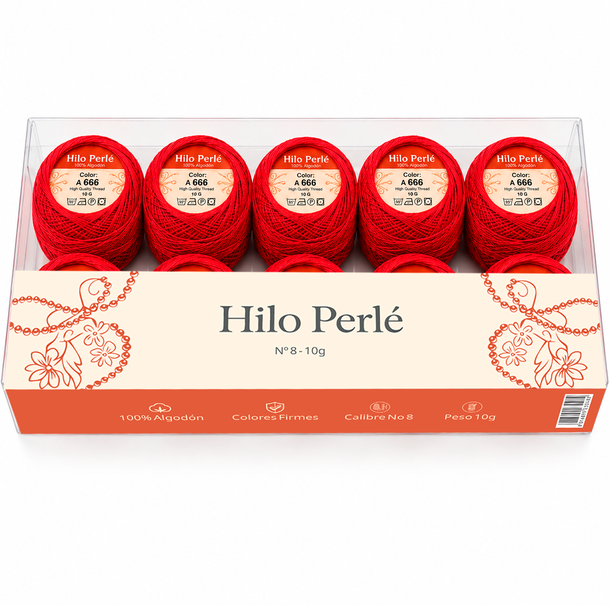 Hilo perlé para bordar #8 100% algodón Color Rojo - 666 - 10 gramos por ovillo (Caja por 10 Ovillos) Hilo perlé para bordar #8 100% algodón Color Rojo - 666 - 10 gramos por ovillo (Caja por 10 Ovillos)
