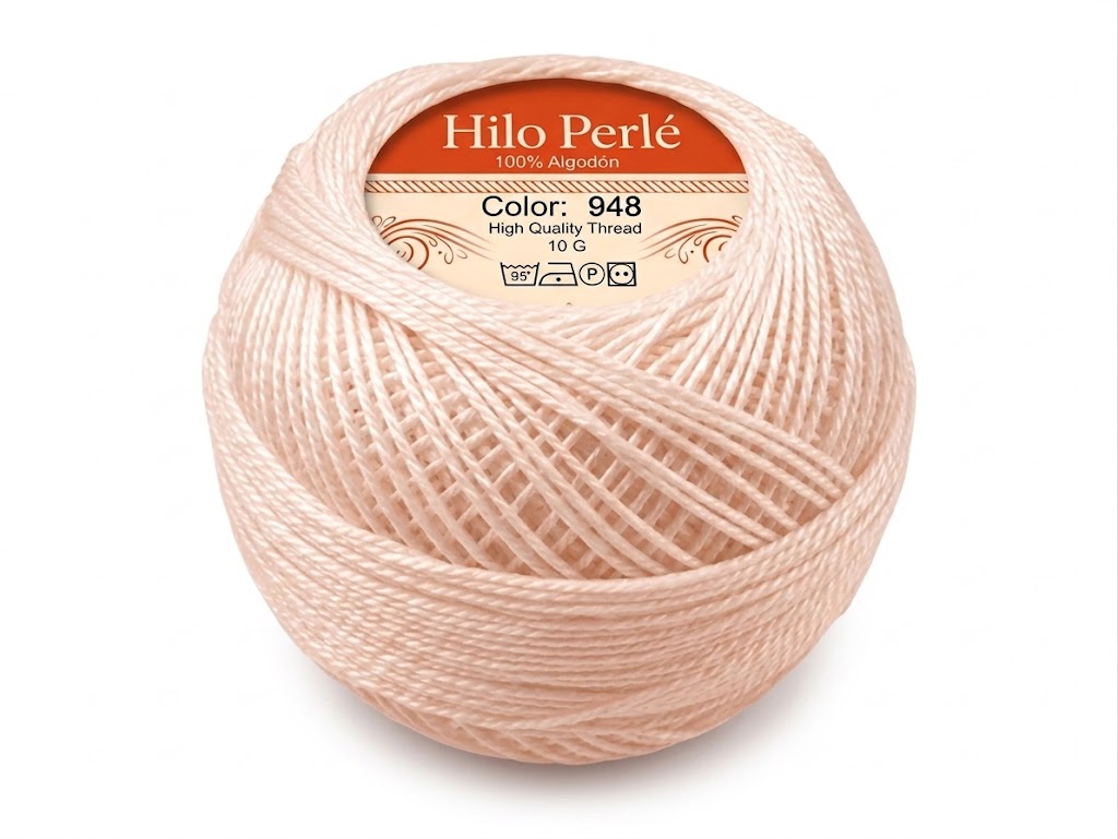 Hilo perlé para bordar #8 100% algodón Color Rosa Claro - 948 - 10 gramos por ovillo (Caja por 10 Ovillos)